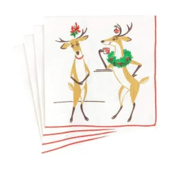 Caspari Christmas Napkins|Paper Cocktail Napkins|Mistletoe Meets Toddy Paper Cocktail Napkins - 20 Per Package
