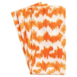 Caspari Table Linens|Cloth & Linen Napkins|Modern Moiré Cloth Dinner Napkins in Orange - Set of 4
