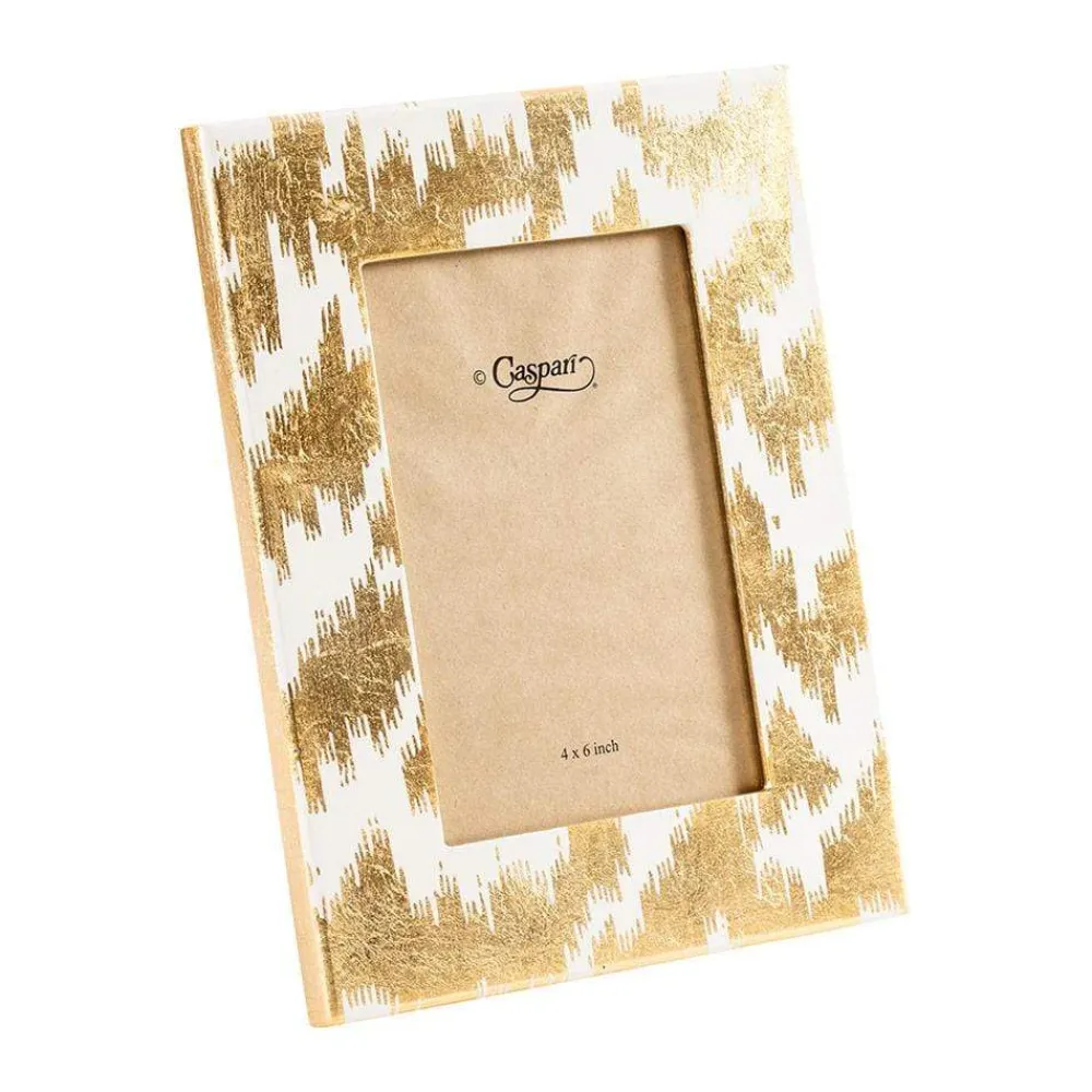 Caspari Lacquerware|Engagement Party|Modern Moiré Gold 4" x 6" Lacquer Picture Frame - includes 1 frame