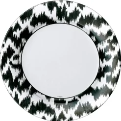 Caspari Graduation Celebration|Engagement Party|Modern Moiré Paper Dinner Plates in Black - 8 Per Package