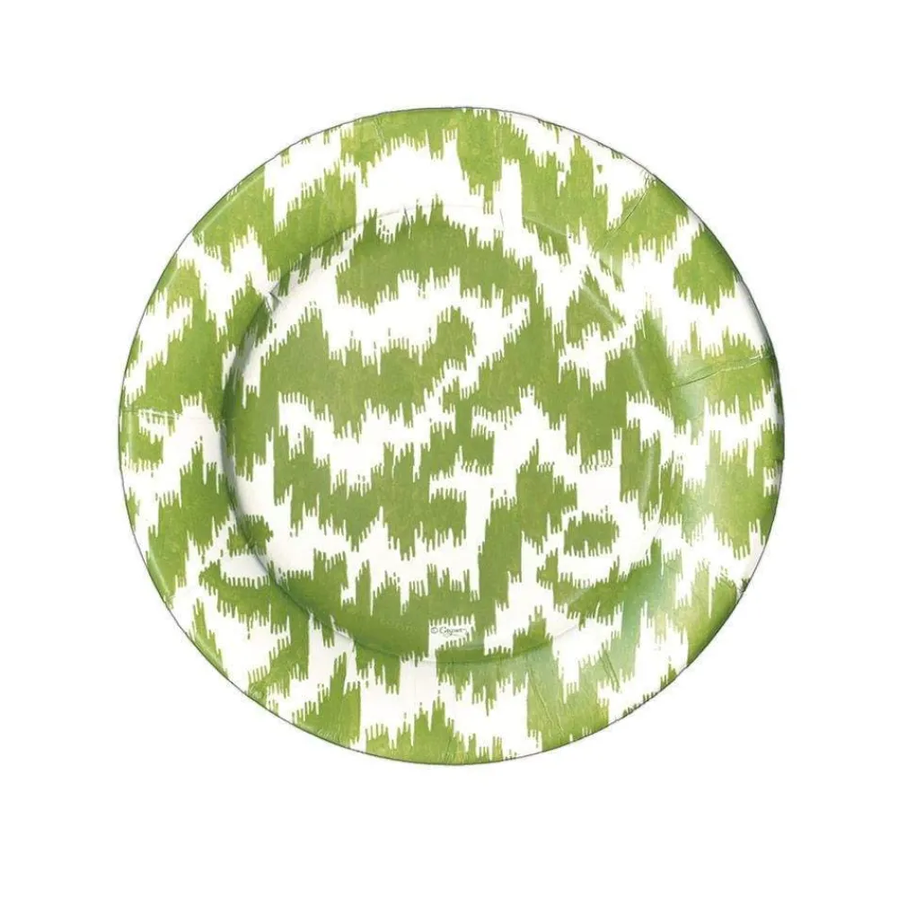 Caspari Paper Salad And Dessert Plates|Modern Moiré Paper Salad & Dessert Plates in Green - 8 Per Package