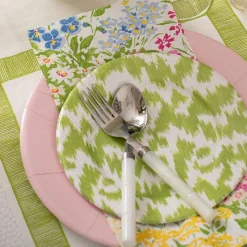 Caspari Paper Salad And Dessert Plates|Modern Moiré Paper Salad & Dessert Plates in Green - 8 Per Package