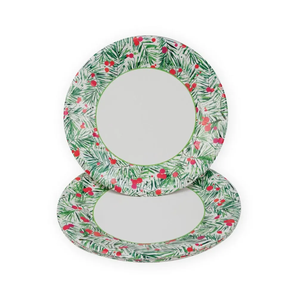Caspari Paper Dinner Plates|Modern Pine Dinner Plates - 8 Per Package