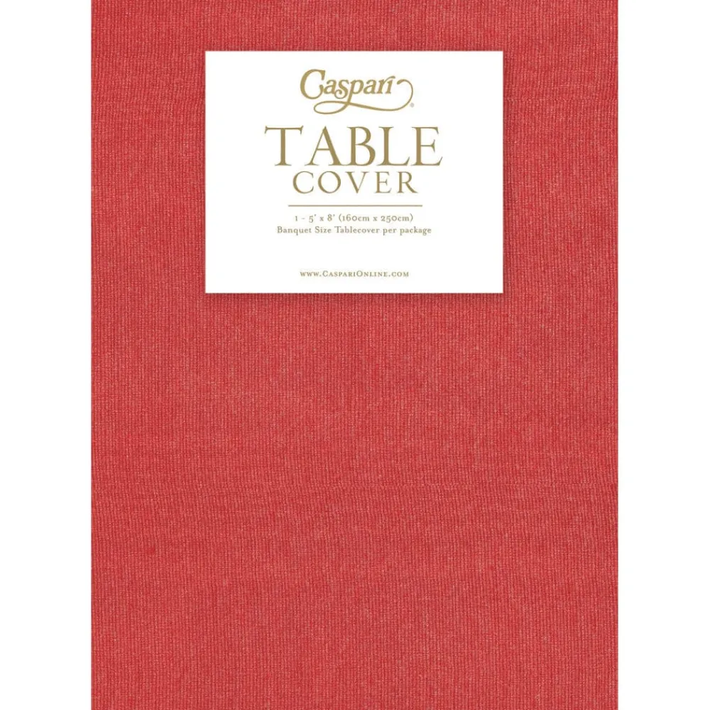 Caspari Memorial Day|Table Linens|Moire Red Paper Linen Table Covers - 1 Each