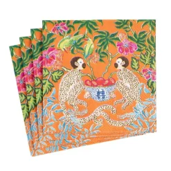 Caspari Mother'S Day|Paper Cocktail Napkins|Monkeys Paper Cocktail Napkins in Orange - 20 Per Package