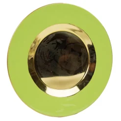 Caspari Bar Tools & Acrylic Barware|Moss Green Plate Charger with Gold Interior