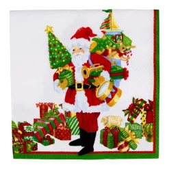 Caspari Christmas Napkins|Paper Cocktail Napkins|Mr. Claus Cocktail Napkins - 20 Per Package