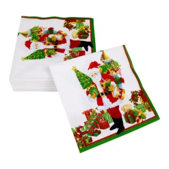 Caspari Christmas Napkins|Paper Cocktail Napkins|Mr. Claus Cocktail Napkins - 20 Per Package