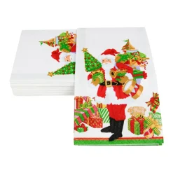 Caspari Christmas Napkins|Paper Guest Towels|Mr. Claus Guest Towel Napkins - 15 Per Package