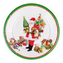 Caspari Christmas Plates|Paper Dinner Plates|Mr. Claus Paper Dinner Plates - 8 Per Package