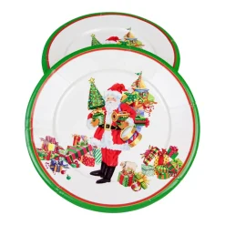 Caspari Christmas Plates|Paper Dinner Plates|Mr. Claus Paper Dinner Plates - 8 Per Package