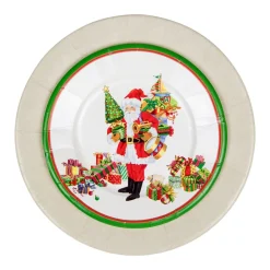 Caspari Christmas Plates|Mr. Claus Paper Salad & Dessert Plates - 8 Per Package