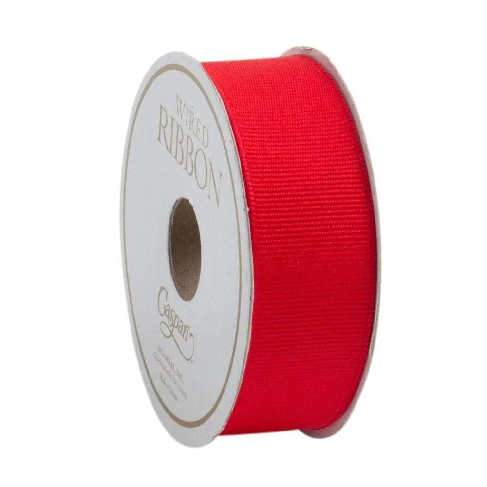 Caspari Christmas Ribbons & Bows|Birthday|Narrow Red Grosgrain Wired Ribbon - 8 Yard Spool