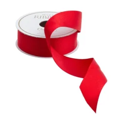 Caspari Christmas Ribbons & Bows|Valentine'S Day|Narrow Red Satin Wired Ribbon - 8 Yard Spool