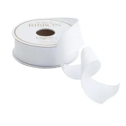 Caspari Christmas Ribbons & Bows|Birthday|Narrow White Grosgrain Wired Ribbon - 8 Yard Spool