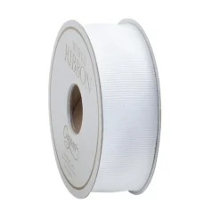 Caspari Christmas Ribbons & Bows|Birthday|Narrow White Grosgrain Wired Ribbon - 8 Yard Spool