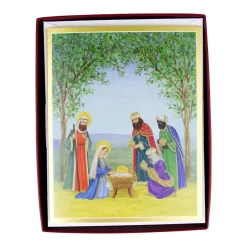 Caspari Christmas And Holiday Cards|Boxed Holiday Cards|Nativity Scene Petite Boxed Christmas Cards - includes 15 cards & envelopes