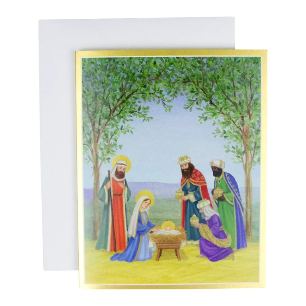 Caspari Christmas And Holiday Cards|Boxed Holiday Cards|Nativity Scene Petite Boxed Christmas Cards - includes 15 cards & envelopes