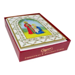 Caspari Christmas And Holiday Cards|Boxed Holiday Cards|Nativity With Decorated Arch Classic Boxed Christmas Cards - includes 15 cards & envelopes