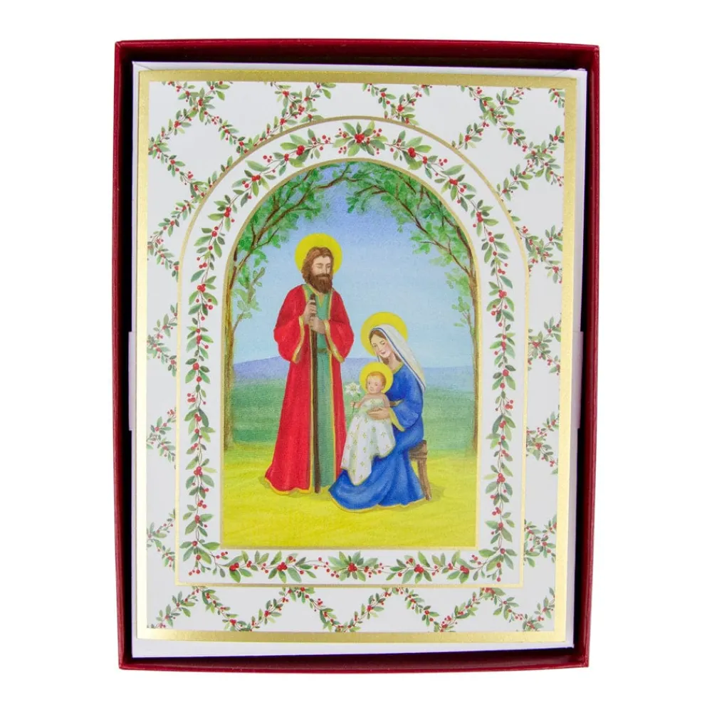 Caspari Christmas And Holiday Cards|Boxed Holiday Cards|Nativity With Decorated Arch Classic Boxed Christmas Cards - includes 15 cards & envelopes