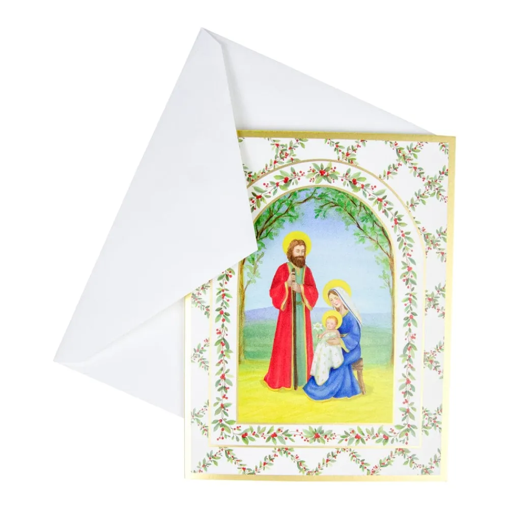 Caspari Christmas And Holiday Cards|Boxed Holiday Cards|Nativity With Decorated Arch Classic Boxed Christmas Cards - includes 15 cards & envelopes