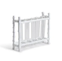 Two's Company Summer Picnic|Engagement Party|Natural Bamboo Vase With 5 Glass Tubes in White