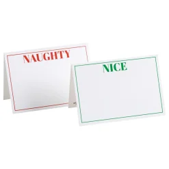Caspari Christmas Place Cards|Place Cards|Naughty or Nice Reversible Place Cards - 8 Per Package