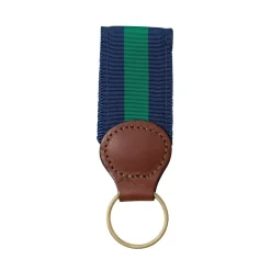 Barrons-Hunter Father'S Day|Navy & Green Key Ring with Leather Trim