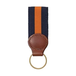 Barrons-Hunter Father'S Day|Navy & Orange Key Ring with Leather Trim