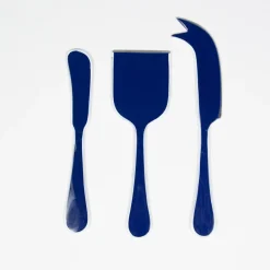 Caspari Bar Tools & Acrylic Barware|Serving Utensils|Navy & White Cheese Tool Set