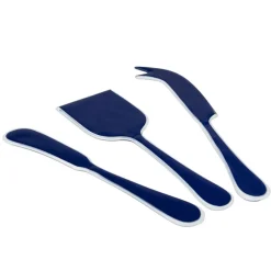 Caspari Bar Tools & Acrylic Barware|Serving Utensils|Navy & White Cheese Tool Set