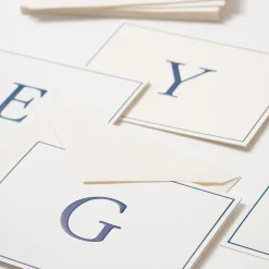 Caspari Mother'S Day|Note Cards|Navy Embossed Single Initial Boxed Note Cards - 8 Note Cards & 8 Envelopes