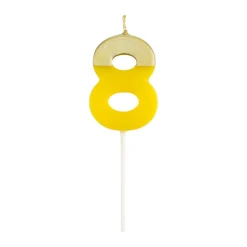 Caspari Birthday|Number Candle 8 - Yellow