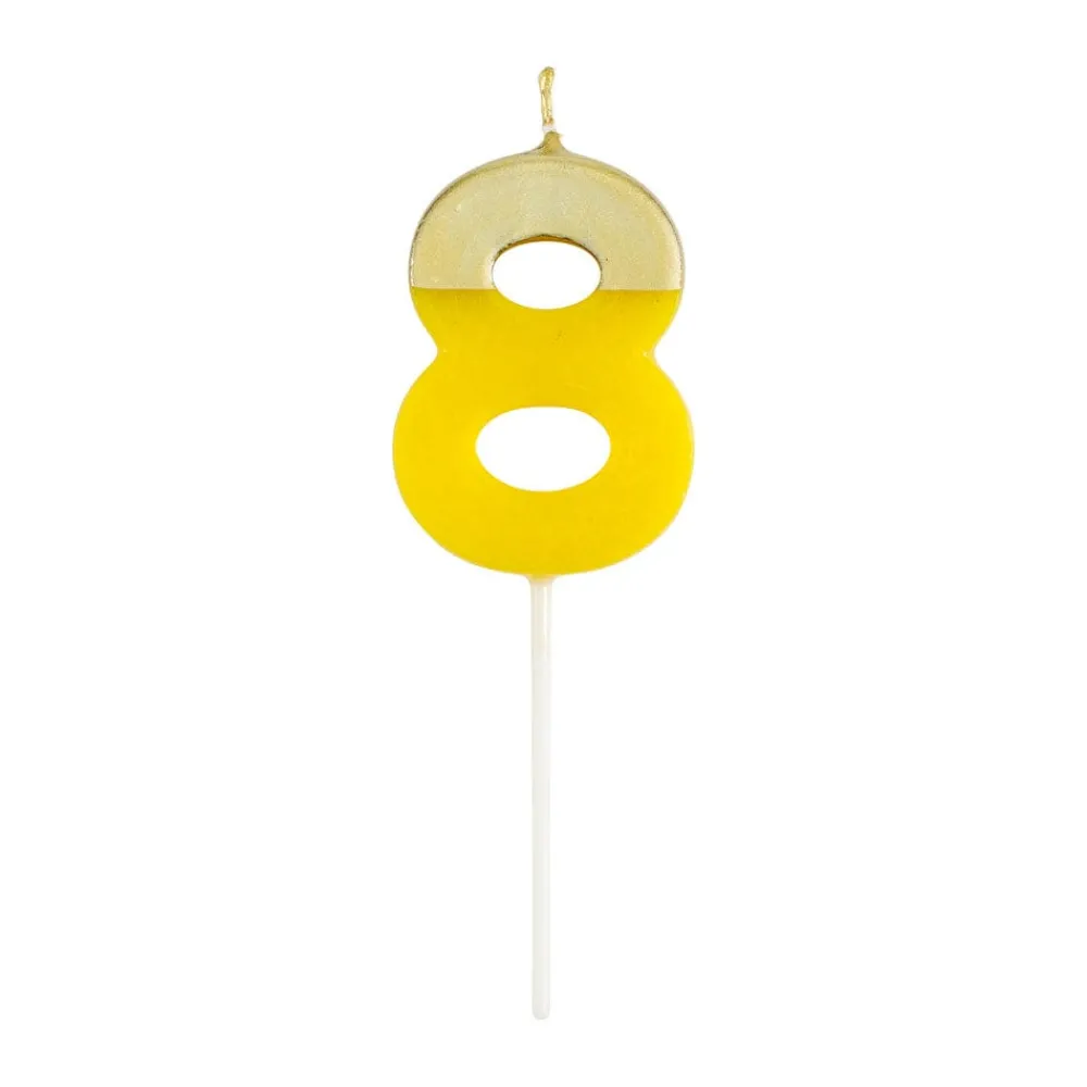 Caspari Birthday|Number Candle 8 - Yellow