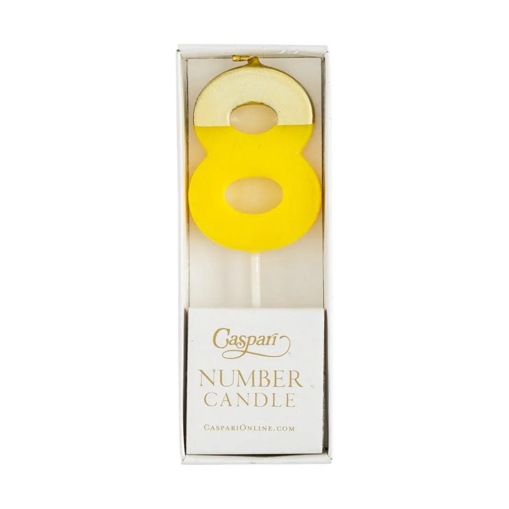 Caspari Birthday|Number Candle 8 - Yellow