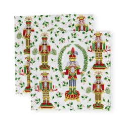 Caspari Christmas Napkins|Paper Cocktail Napkins|Nutcracker Christmas Cocktail Napkins - 20 Per Package