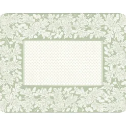 Caspari Paper Placemats|Oak Leaves & Acorns Rectangle Paper Placemats in Sage Green & Ivory - 12 Per Package
