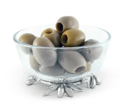 Vagabond House Kitchen Essentials|Serving Platters & Bowls|Olive Grove Glass & Pewter Bowl