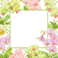 Caspari Paper Dinner Plates|Orchid Conservatory Square Paper Dinner Plates - 8 Per Package