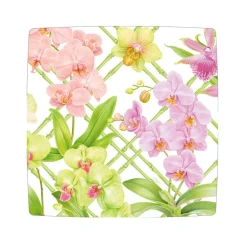 Caspari Paper Salad And Dessert Plates|Orchid Conservatory Square Paper Salad & Dessert Plates - 8 Per Package
