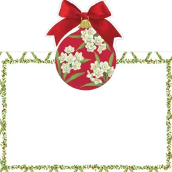 Caspari Christmas Place Cards|Place Cards|Ornament and Trellis Die-Cut Place Cards - 8 Per Package