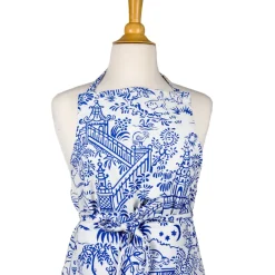 Caspari Kitchen Essentials|Pagoda Toile Blue & White Aprons - 1 Apron