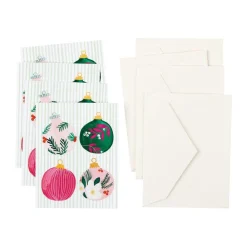 Caspari Gift Tags & Enclosure Cards|Painted Ornaments Gift Enclosure Cards - 4 Mini Cards & 4 Envelopes
