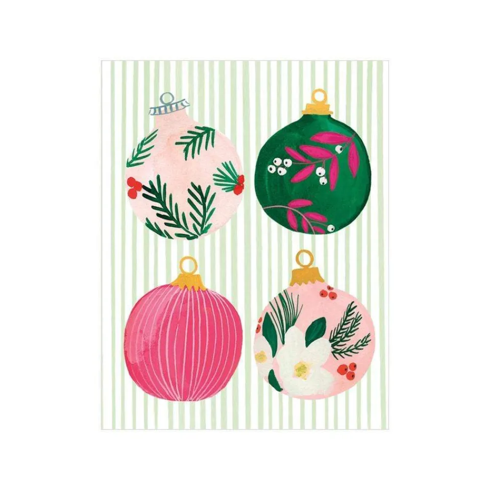 Caspari Gift Tags & Enclosure Cards|Painted Ornaments Gift Enclosure Cards - 4 Mini Cards & 4 Envelopes