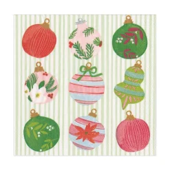 Caspari Christmas Napkins|Paper Luncheon Napkins|Painted Ornaments Paper Luncheon Napkins - 20 Per Package