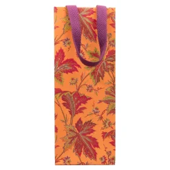 Caspari Gift & Bottle Bags|Paisley Leaves Coral Gift Bags - includes 1 Gift Bags