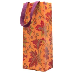 Caspari Gift & Bottle Bags|Paisley Leaves Coral Gift Bags - includes 1 Gift Bags