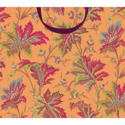 Caspari Gift & Bottle Bags|Paisley Leaves Coral Gift Bags - includes 1 Gift Bags