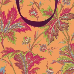 Caspari Gift & Bottle Bags|Paisley Leaves Coral Gift Bags - includes 1 Gift Bags