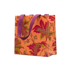 Caspari Gift & Bottle Bags|Paisley Leaves Coral Gift Bags - includes 1 Gift Bags